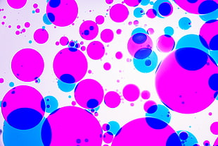 purple, blue, and teal circular graphics