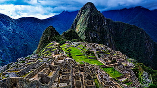 Macho Picchu in aerial photography, machupicchu HD wallpaper