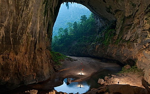 body of water inside the cave