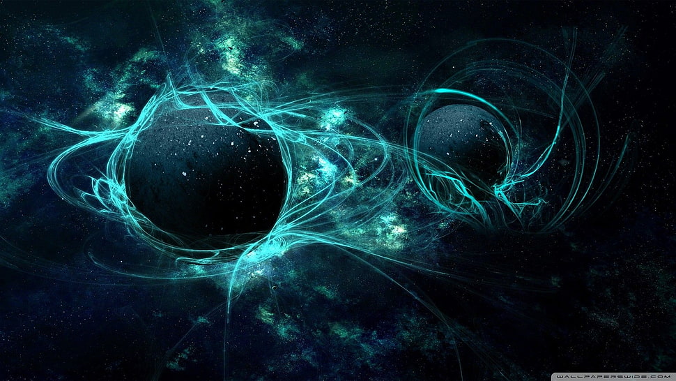 two black planets wallpaper, space art HD wallpaper