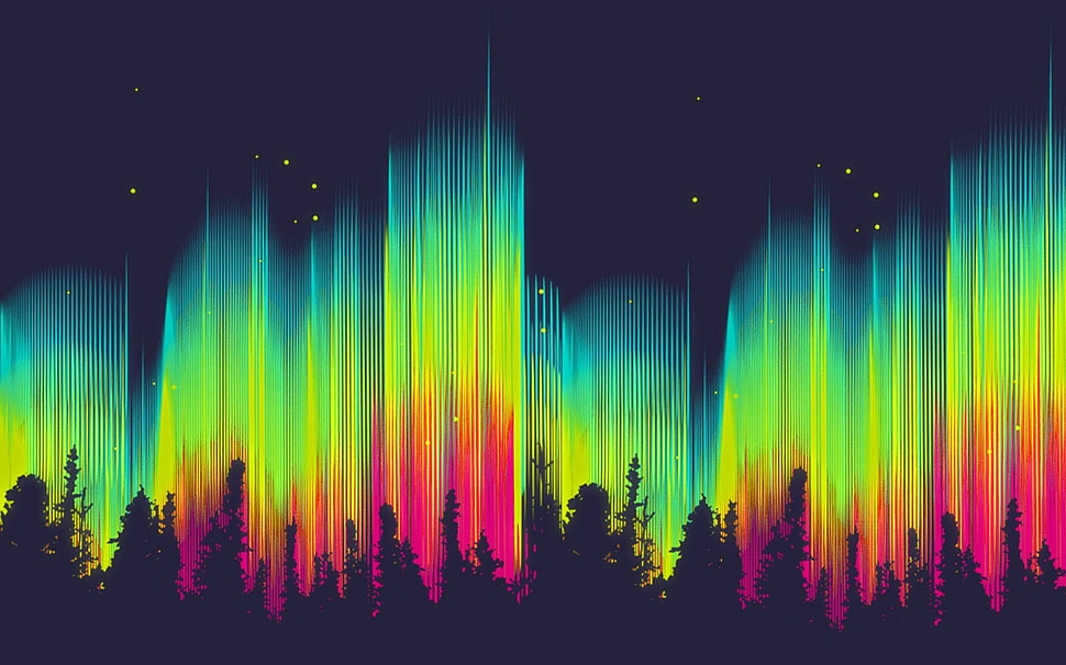 green, black, and pink color HD wallpaper