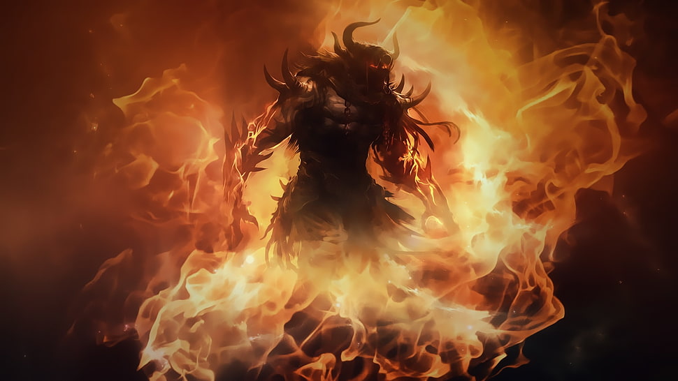 silhouette of person on fire wallpaper HD wallpaper