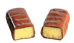 two brown chocolate bars