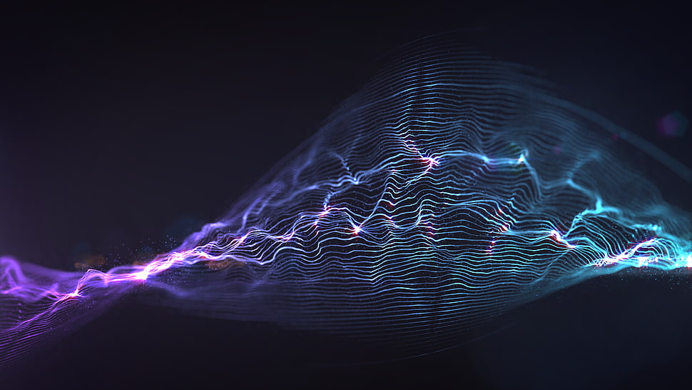 purple strobes digital wallpaper, wireframe, digital art, abstract, artwork HD wallpaper