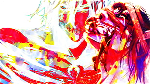 skeleton illustration, Shingeki no Kyojin, Eren Jeager, psychedelic, Mikasa Ackerman