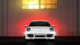 white Porsche 911 coupe, car