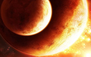 eclipse illustration, space, planet, space art HD wallpaper