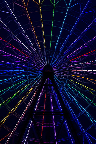 Ferris Wheel, Ferris wheel, Multicolored, Backlight HD wallpaper