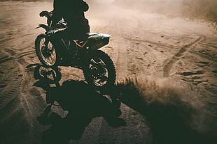 black and orange motocross dirt bike HD wallpaper
