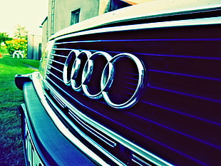 silver Audi emblem, old car, Audi