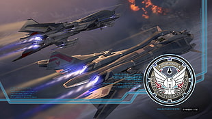 two aircraft toys, Star Citizen, United Space Confederation, Retaliator, video games