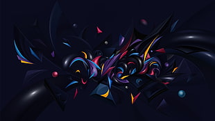 blue, yellow, and red abstract painting HD wallpaper