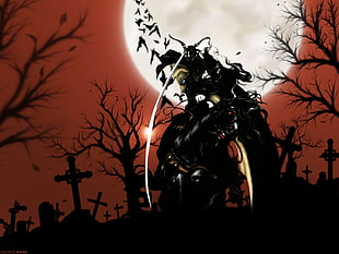 person standing on graveyard wallpaper, Vampire Hunter D, Damphir, anime HD wallpaper
