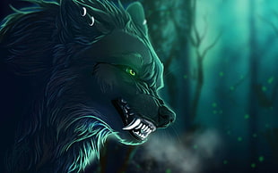 selective focus photography of gray wolf illustration