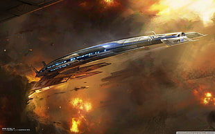 gray spaceship wallpaper, Mass Effect 3, Normandy SR-2