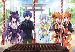 five anime characters print HD wallpaper