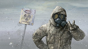 person wearing black gas mask illustration, gas masks, apocalyptic HD wallpaper