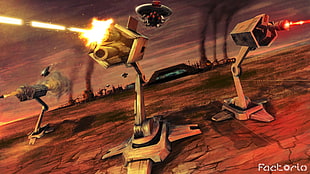 brown and black wooden table, Factorio, science fiction, technology