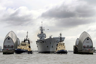 gray ship, aircraft carrier, vehicle, military, ship HD wallpaper