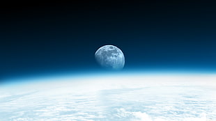 round silver-colored coin, space, planet