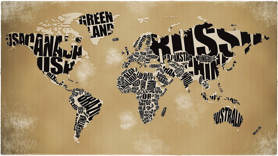 white and black floral print textile, map, geography, world map HD wallpaper