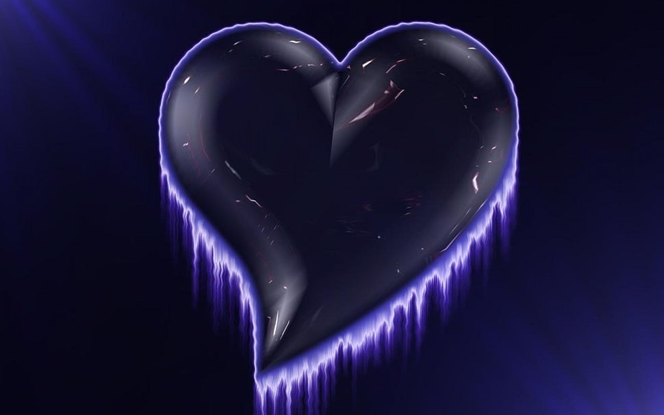 black heart with purple edges digital wallpaper HD wallpaper