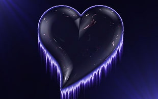 black heart with purple edges digital wallpaper