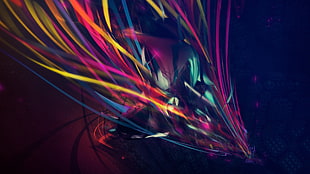 pink, yellow, teal, and blue light abstract artwork HD wallpaper
