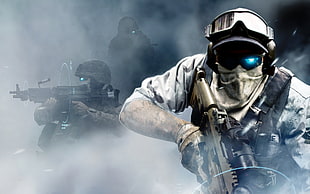 video game application, special forces, assault rifle, machine gun, smoke HD wallpaper