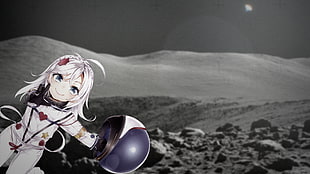 white-haired female anime character illustration, loli, spacesuit, Denpa Onna To Seishun Otoko, Hoshimiya Yashiro