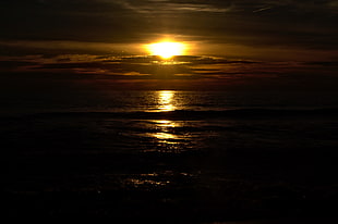 ocean view photo, sunset, sea, sky, sunlight