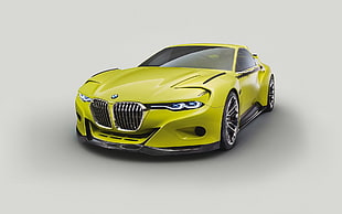 lime-green BMW coupe, BMW 30 CSL Hommage Concept, BMW, car, vehicle