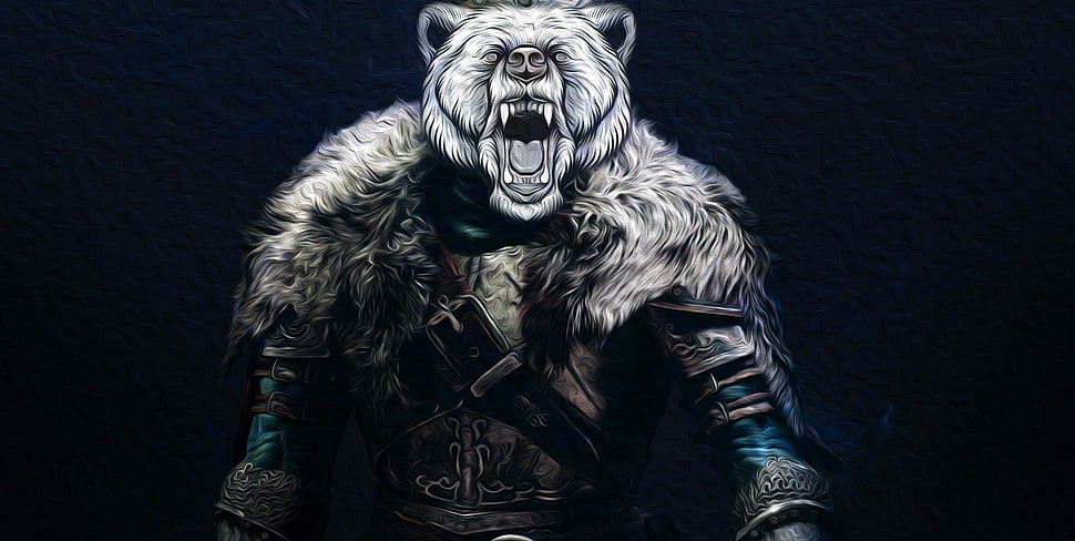 grizzly bear illustration, armor, bears HD wallpaper