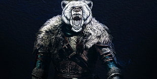 grizzly bear illustration, armor, bears HD wallpaper