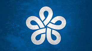 white and blue illustration, flag, Japan, Fukuoka Prefecture