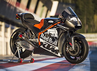 black and red sports bike, motorcycle, KTM, Moto GP