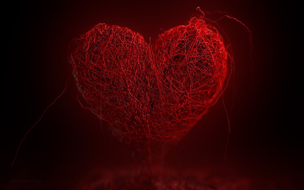 Heart,  Thread,  Background,  Dark HD wallpaper