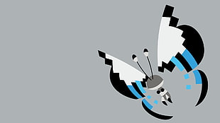 white, black, and blue butterfly illustration, Pokémon, video games