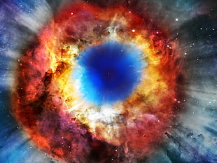 black, red, blue and maroon galaxy