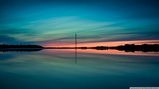 ocean, lake, sunset, clouds, landscape HD wallpaper