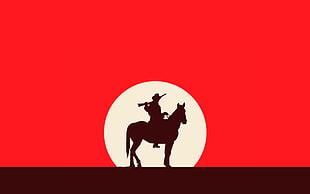 cowboy riding horse logo HD wallpaper