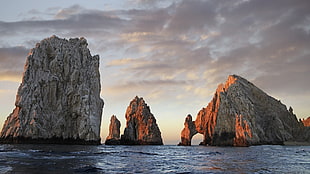 three rock formations, sea HD wallpaper