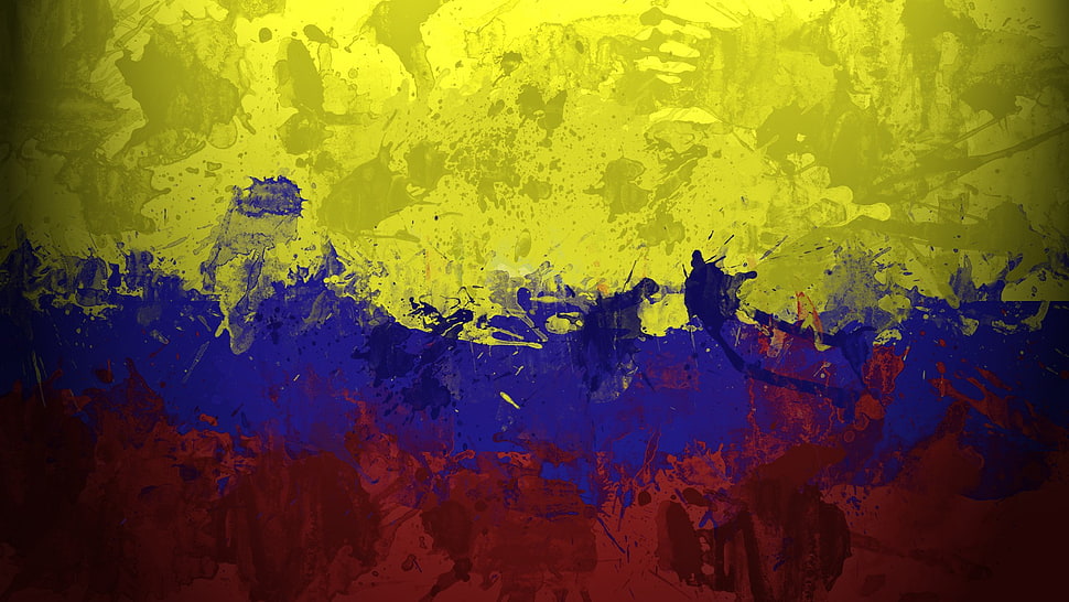 yellow and blue abstract painting, flag, digital art HD wallpaper