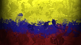 yellow and blue abstract painting, flag, digital art