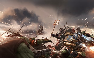 blue robot illustration, war, axes, weapon, warrior HD wallpaper
