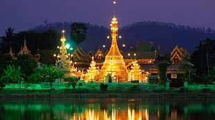 brown temple, landscape, architecture, Thailand HD wallpaper