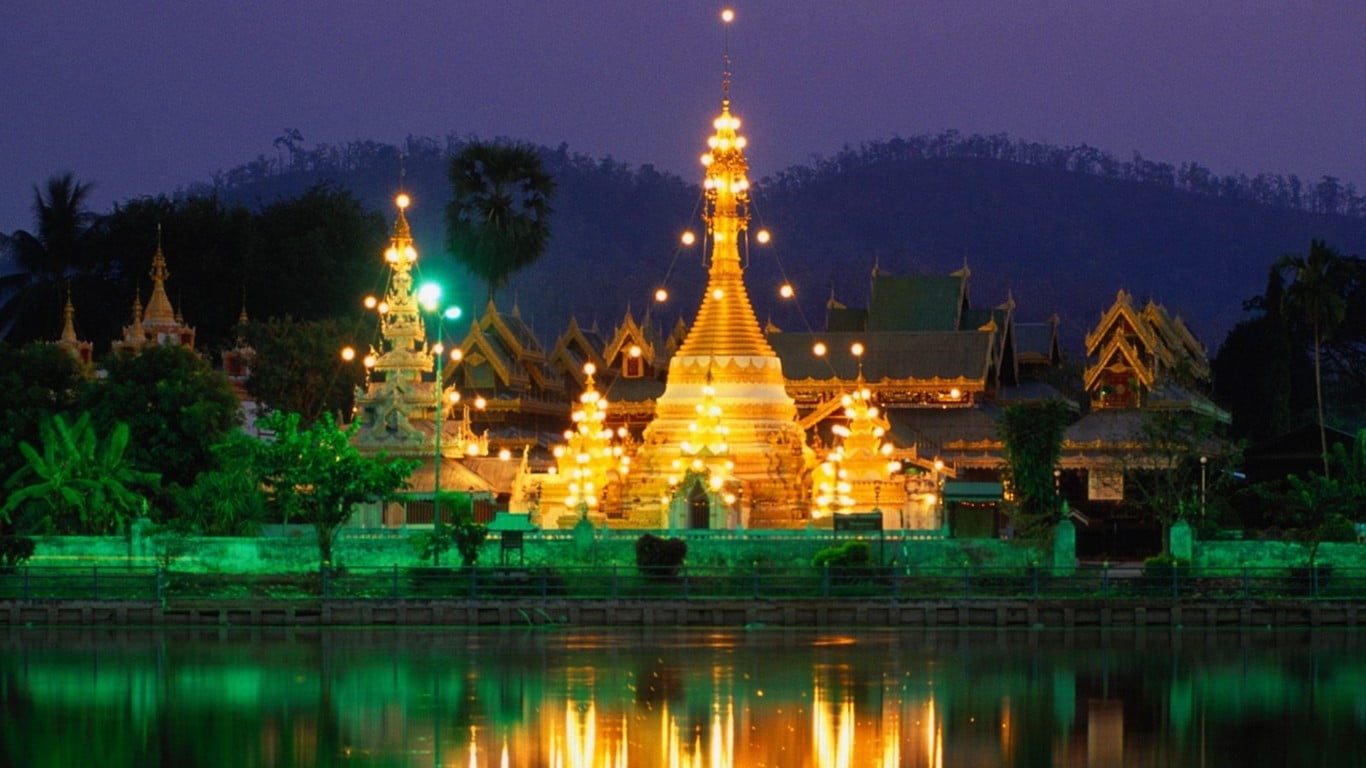 brown temple, landscape, architecture, Thailand