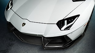 white Lamborghini sports car, vehicle, sports car, Lamborghini