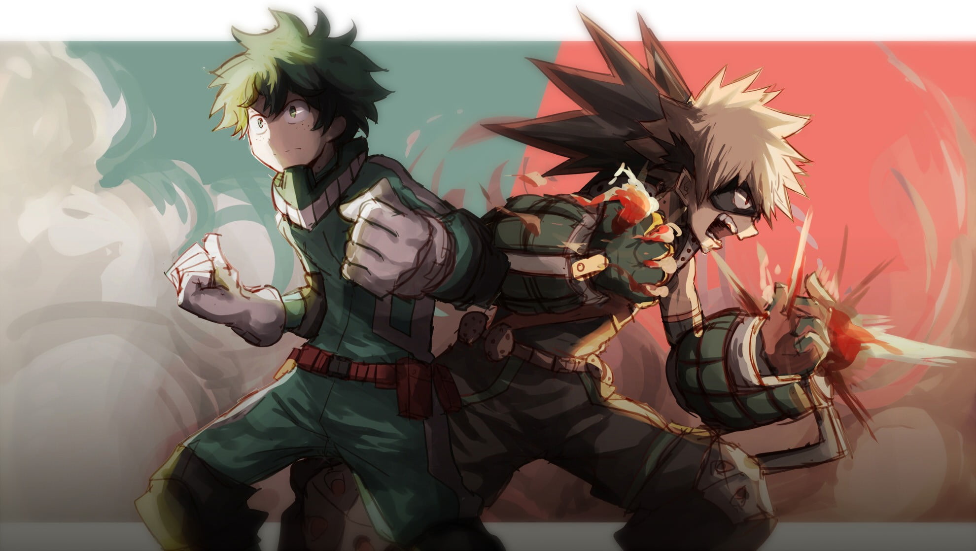 My Hero Academia Young Bakugo And Midoriya Graphic Wallpaper Boku