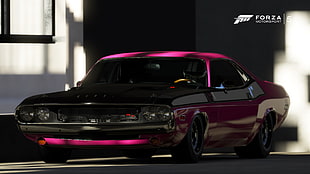 pink and black muscle car, video games, Dodge, Dodge Challenger, car HD wallpaper